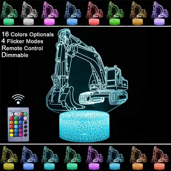 3D Optiskā Ilūzija Akrila Krāsas Mainās Nakts Gaisma Ekskavatoru Attēlu USB LED Galda Galda Lampa Jaunums mājas apdare
