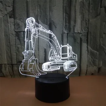 3D Optiskā Ilūzija Akrila Krāsas Mainās Nakts Gaisma Ekskavatoru Attēlu USB LED Galda Galda Lampa Jaunums mājas apdare