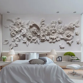 3D Stereo Palīdzības Ziedi Foto Sienas Tapetes Eiropas Stilā Guļamistaba, Dzīvojamā Istaba Vienkārša Dizaina Tapetes Papel De Parede Ziedu