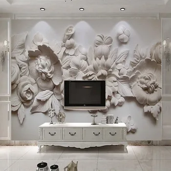 3D Stereo Palīdzības Ziedi Foto Sienas Tapetes Eiropas Stilā Guļamistaba, Dzīvojamā Istaba Vienkārša Dizaina Tapetes Papel De Parede Ziedu
