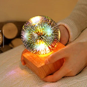 3D Uguņošanas Nakts Gaisma USB Strāvas Stikla Bumbu Zvaigžņotā Debess gaismas 4W Burvju Kristāla Bumbu Dekoratīvās Lampas Krāsains Ziemassvētku Dāvanu
