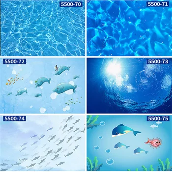 3D stereoskopiskās lielu sienas tapetes Zemūdens Pasaules jūras zivīm, kas dzīvo istabā, baseins griestu membrānu tapetes