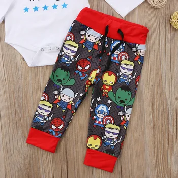 3Pcs Jaundzimušo Bērnu Zēni Meitenes Super varonis Drēbes Romper Playsuit Bikses Tērpiem Komplekts