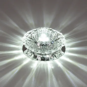 3W Modernu LED Kristāla Griestu Gaismas Apļveida Mini Griestu Lampa Luminarias Rotonda, ņemot vērā Dzīvojamā Istaba Eju Koridors, Virtuve