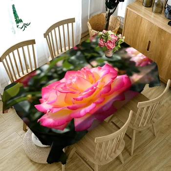 3d Skaisti Rozā Ziedi Modelis Kārta Galdauts Mazgājams Poliestera Auduma Taisnstūra galdautu Kāzu, Banketu Apdare