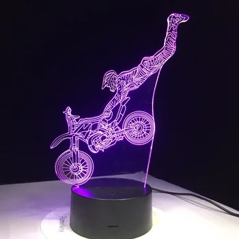 3d bulbing gaismas rotaļlietas Motociklu LED Nakts apgaismojums 7 Krāsu Maināms Galda Lampa, Akrila plāksnes bērnu nightlight Lamparas