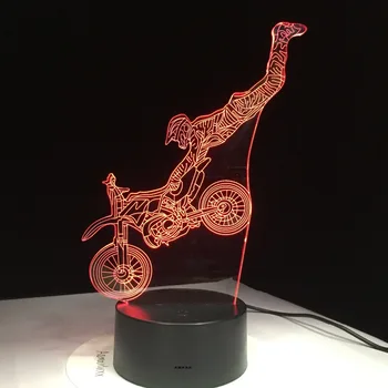 3d bulbing gaismas rotaļlietas Motociklu LED Nakts apgaismojums 7 Krāsu Maināms Galda Lampa, Akrila plāksnes bērnu nightlight Lamparas