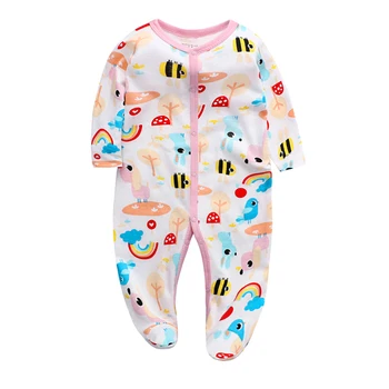 3pcs Puiku Drēbes Kājām Kombinezonus Ērts Jaundzimušo Pidžamu Karikatūra Izdrukāt Zīdaiņu Jumpsuit Romper Meiteņu Apģērba komplekts