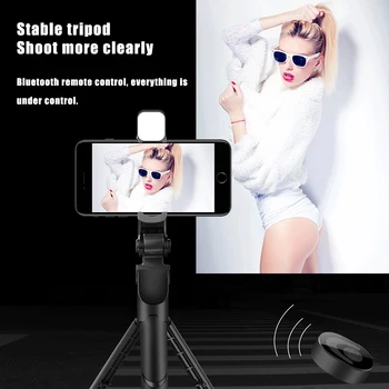 4 1 Selfie LED Ring Light Bezvadu Bluetooth Selfie Stick Mini Statīvi Rokas Pagarināt Selfie Stick Ar Tālvadības pulti