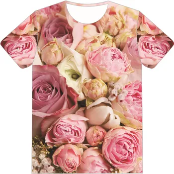 4-20 Gadiem 2019. Gada Vasarā Meitenes Zēns 3D T-krekls Bērniem Rozā Ziedu Rožu Ziemassvētku Iespiests T krekls Bērniem, Modes Tshirts Drēbes