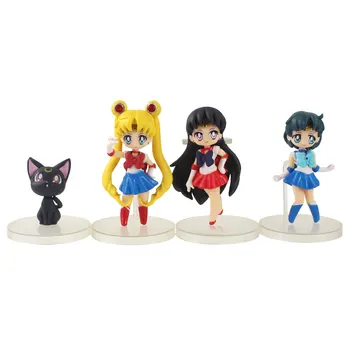4.5-8cm 4gab/set Sailor Moon Q Versija Attēls Lelles Tsukino Jupiters, Venēra, Dzīvsudraba Usagi PVC Kolekciju Modelis Rotaļlietas