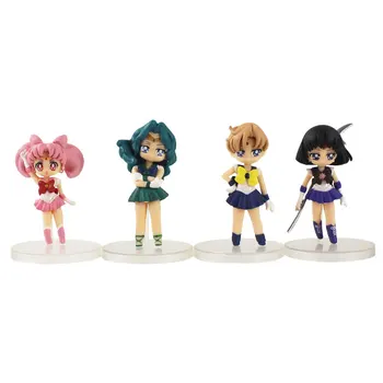 4.5-8cm 4gab/set Sailor Moon Q Versija Attēls Lelles Tsukino Jupiters, Venēra, Dzīvsudraba Usagi PVC Kolekciju Modelis Rotaļlietas