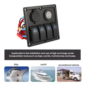 4 Banda Auto Jūras Laivu LED Šūpuļzirgs Slēdzis Panelī Ūdensizturīgs Ķēdes Pārtraucēju ar Ciparu Voltmetrs Dual USB Lādētājs