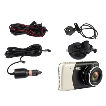 4 Collu Auto DVR Dash Cam Video Ieraksti Atpakaļskata Dual Kamera, Full HD Auto Kameras Cikls Ierakstīšana Nakts Redzamības G-sensors Dashcam