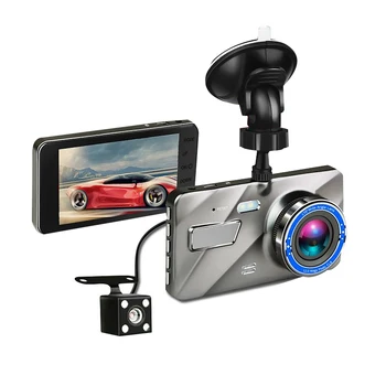 4 Collu Auto DVR Video Dash Cam 170 Grādu HD 1080P Dubultā Objektīva Kamera Nakts Redzamības Priekšā, Aizmugurē Ieraksti