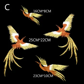 4 Gabals/ daudz Phoenix putnu kombinācija izšūtām mežģīnēm plāksteris aplikācijas ielīmējiet auduma DIY šūt piederumi bez gumijas SM328