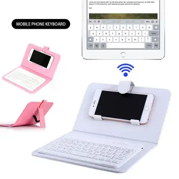 4 Krāsas Portatīvo 4,5-6.8 Collu Mobilā Tālruņa Bluetooth Tastatūras Smart Case Ādas Stāvēt Segtu Datoru Papildierīces