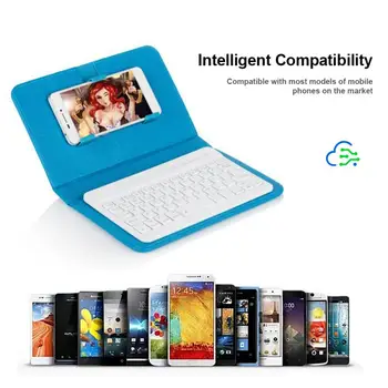 4 Krāsas Portatīvo 4,5-6.8 Collu Mobilā Tālruņa Bluetooth Tastatūras Smart Case Ādas Stāvēt Segtu Datoru Papildierīces