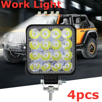 4 Pack 48W 16 LED Darba Gaismas Plūdu Staru Josla Automašīnas SUV, ATV bezceļa Braukšanas Miglas Lukturi