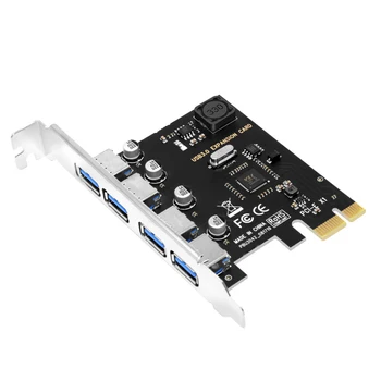 4 Port USB 3.0 PCI-E Paplašināšanas Karti PCI Express PCIe USB 3.0 HUB Adapteris 4-Port USB3.0 Kontrolieris, USB 3 0 PCI e PCIe Express 1X
