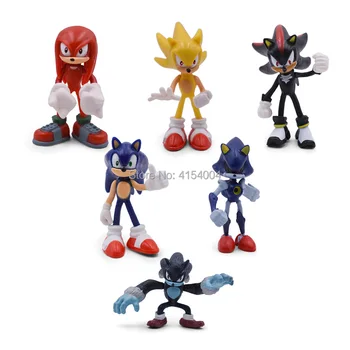 4 Stili Sonic 6 gab./komplekts Skaitļi PVC Sonic Ēnu Amy Rose Nūjas Astes Zīmes Attēls Ziemassvētku Dāvanu Bērnu Rotaļlieta Bērniem