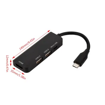 4 in1 USB HUB USB 3.0 Adapteris Converter HDMI 4K Tips-C ar PD ātrās uzlādes USBC pievienots Pro Huawei Matebook