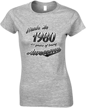 40 gadu Jubileju, Sieviešu T Veikts 1980. gadā 40 Gadu Awesome jaunpienācēji Vasaras Cool T-Krekls 