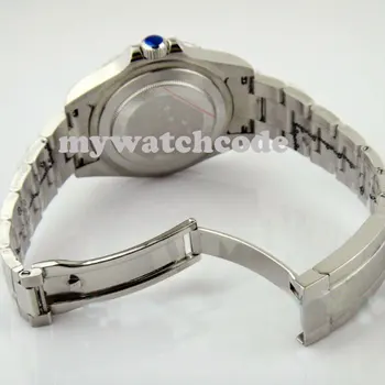 40mm parnis black sterilā skalu GMT nerūsējošā tērauda siksniņa, Keramikas Bezel safīra stikls automātiskās mens watch 268