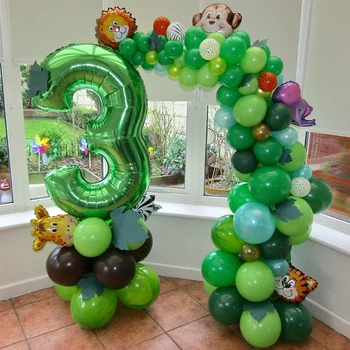 40pcs Džungļu Dizainu Puse Baloni Zaļā Konfeti Lateksa Baloni Tropu Bērnu Dušas, Dzimšanas dienas Puse Safari Puse Rotājumi