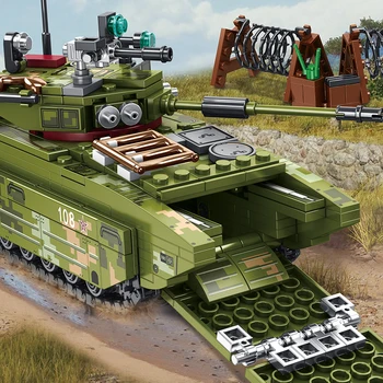 413pcs DIY Pilsētas WW2 Dzelzs Bloodheavy Iekārtas Tank Kravas automašīnas Modeli, Celtniecības Bloki, Militārās Automašīnas Skaitļi Ķieģeļi Rotaļlietas Bērniem