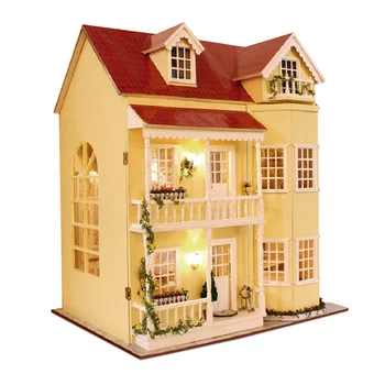 43 cm Lielu Māju, Vasarnīcu lelle, mājas mēbeles, mēbeles diy namiņš koks diy leļļu nams miniatūra leļļu namiņš mēbeles bērniem, Rotaļlietas, LED