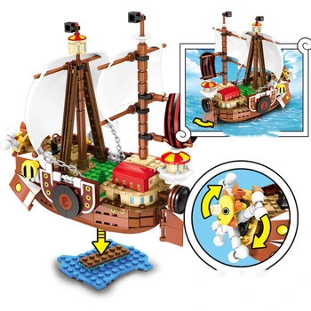 432pcs Vienu Gabalu, Celtniecības Bloki Tūkstoši Saulains Pirātu Kuģis Luffy Bloki Modelis Techinc Ideja Skaitļi Rotaļlietas Bērniem