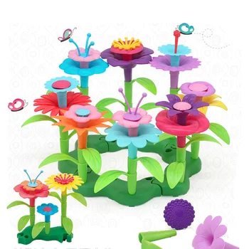 46pcs/komplekts DIY Pop Krelles, Puķes, Rotaļlietas, Ziedi tiek Savienoti Bloki Handwork Komplekti, Montāžas Dārza Izglītojošas Rotaļlietas Bērniem
