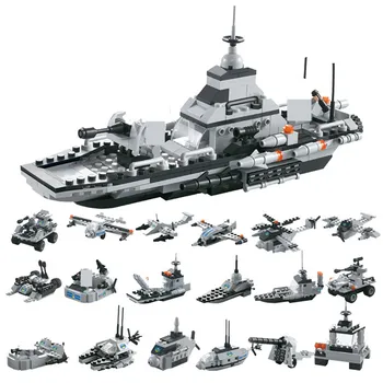472Pcs NEUZVARAMS CĪŅAS Karakuģis Ķieģeļi FLOTES Militāro ARMIJAS Bomber Modeli, Celtniecības Bloki Komplekti Komplekti Izglītojošas Rotaļlietas Bērniem