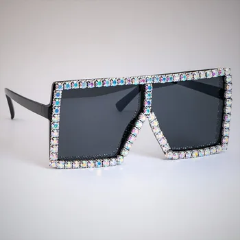 47897 Lielgabarīta Luksusa Kristāla Dimants Saulesbrilles Sieviešu Modes Toņos UV400 Vintage Zīmolu Brilles Pārredzamu Konfektes Rāmis