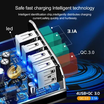 48W Ātru Lādētāju, USB 3.0 Lādētājs Samsung A50 A70 iPhone 7 8 Huawei P20 Tablete QC 3.0 Ātri, Sienas Lādētājs ar MUMS, ES UK Plug Adapte