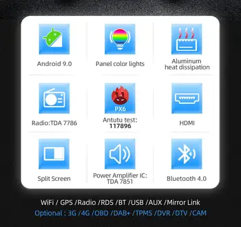 4G+64G 2 Din Android 10 Auto DVD Atskaņotājs, GPS Navigācija, WIFI DSP Ford connect S-Max un C-max Kugas Kodolsintēzes Tranzīta Fiesta Focus II