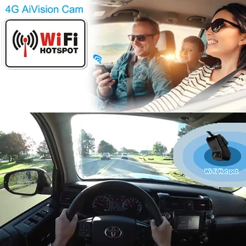 4G Automašīnas DVR Dash Camra Automašīnas Kameras GPS Tracker AiVision Cam HD 1080P Dual Camera Remote Uzraudzības Tiešraidi WiFi Hotspot