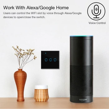 4GAB Wifi Balss Vadības Slēdzis, ES Standarta Bezvadu Smart Gaismas Slēdzi 1/2/3 GangTuya Smart Home Darbu Ar Alexa, Google Home