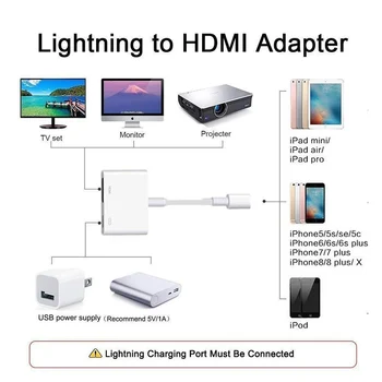 4K 1080P, iPhone HDMI VGA AUDIO Adapteris Apple, ipad, ipod, digitālo AV Adapteri Pārveidotājs iPhone X/11/8P/6S/7P/iPad Gaisa