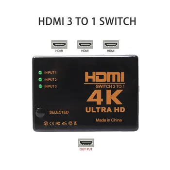 4K, 2K 3x1 HDMI Kabeli Sadalītāja HD 1080P Video Komutatoru Adapteris 3 Ieejas 1 Izeja HDMI Ports Hub Xbox PS4 DVD HDTV PC, Laptop, TV