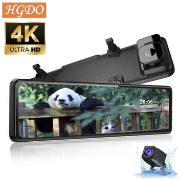 4K Super HD Auto DVR Huawei Hisilicon PASŪTOT Automašīnu Kamera Dash Cam Video Ieraksti Atpakaļskata Spogulis Reģistrators ar 1080P Atpakaļskata Kamera