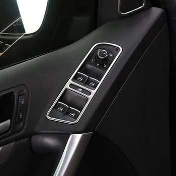 4gab/komplekts Auto interjera mouling logu pacēlāju pogu, vāciņš melns, uzlīmes, der VW Tiguan 2013 2016 piederumi