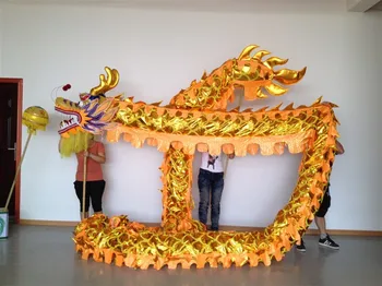 4m Garumā 4 studentu Ķīniešu PŪĶIS DEJU ORIĢINĀLAJIEM Gold-plated Pūķis Tautas veikt parādes Svētki svētku Tērpu Rotājumu