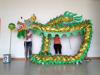 4m Garumā 4 studentu Ķīniešu PŪĶIS DEJU ORIĢINĀLAJIEM Gold-plated Pūķis Tautas veikt parādes Svētki svētku Tērpu Rotājumu