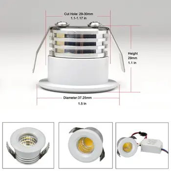 4pc/iepak Mazo Vietas tā, Downlights COB 3W led prožektori 220v regulējamas Gaismas griesti, padziļinājumā vietas, LED prožektora spot gaismas