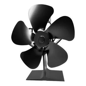 5 Asmeņi Kamīna Ventilators Kluss Drošu Malkas Plīts Karstuma Powered Efektīva Siltuma Sadale Mājas Kamīnu Eco Koka Plīts, Ventilators