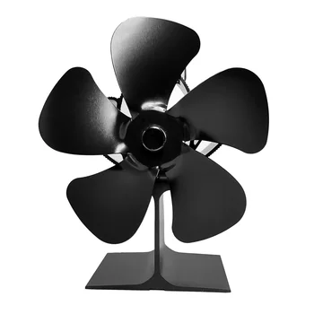 5 Asmeņi Kamīna Ventilators Kluss Drošu Malkas Plīts Karstuma Powered Efektīva Siltuma Sadale Mājas Kamīnu Eco Koka Plīts, Ventilators