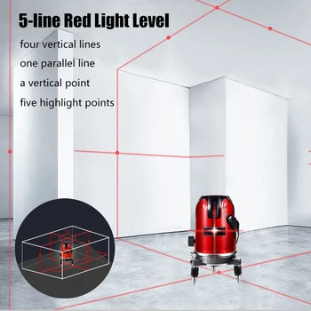 5 Līniju 6 Punkti Lāzera Līmeni Red Automātiskā Self Leveling 360 Vertikālā&Horizontālā Tilt Grādu Rotācijas LD 635nm Āra Režīms