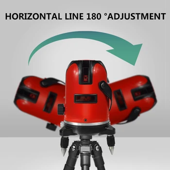 5 Līniju 6 Punkti Lāzera Līmeni Red Automātiskā Self Leveling 360 Vertikālā&Horizontālā Tilt Grādu Rotācijas LD 635nm Āra Režīms